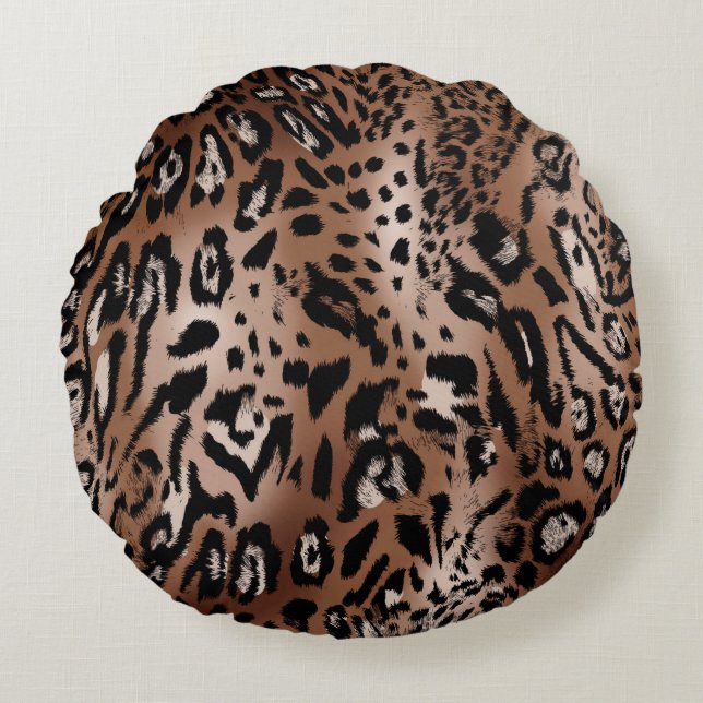 Leopard skin illustration seamless pattern fabric  round cushion (Front)