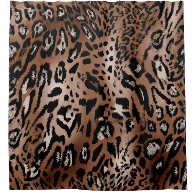 Leopard skin illustration seamless pattern fabric  shower curtain (Front)