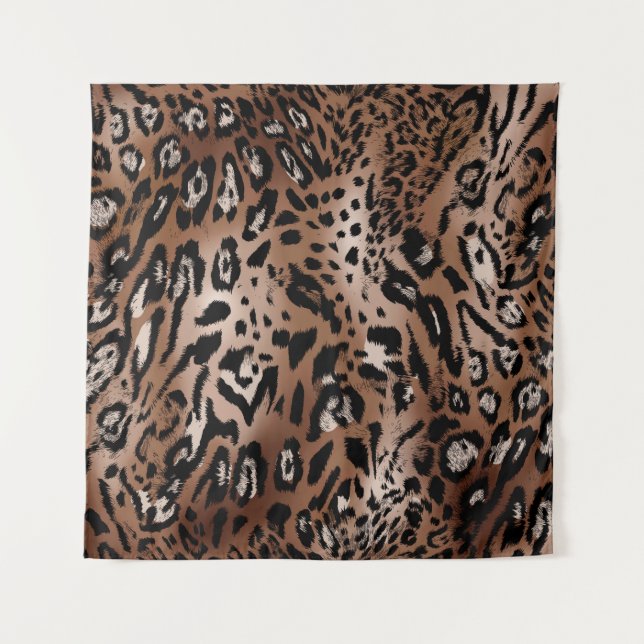 Leopard skin illustration seamless pattern fabric  tapestry (Front)