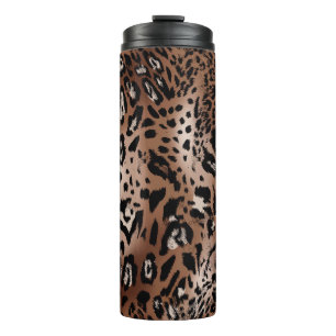 Leopard skin illustration seamless pattern fabric  thermal tumbler