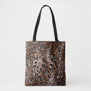 Leopard skin illustration seamless pattern fabric tote bag