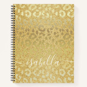 Leopard Skin In Gold On Gold Glitter Notebook