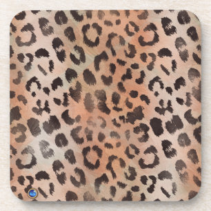 Leopard Skin in Tangerine Apricot Coaster