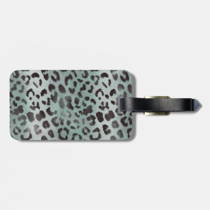 Leopard Skin in Tangerine Blue Sea Luggage Tag