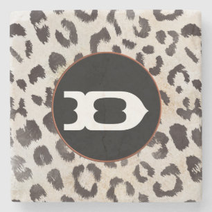 Leopard Skin in Tangerine Ivory Stone Coaster