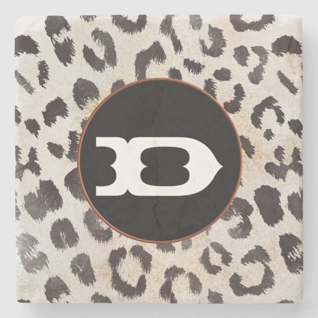 Leopard Skin in Tangerine Ivory Stone Coaster (Front)
