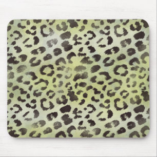 Leopard Skin in Tangerine Lime Green Mouse Mat