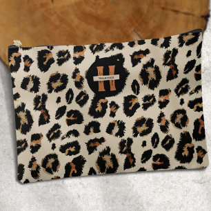 Leopard Skin, Modern Animal Pettern, Monogram Accessory Pouch