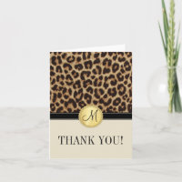 Leopard Skin Monogram Thank You Cards