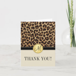Leopard Skin Monogram Thank You Cards