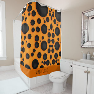 Leopard skin Orange Black Abstract Safari Pattern Shower Curtain