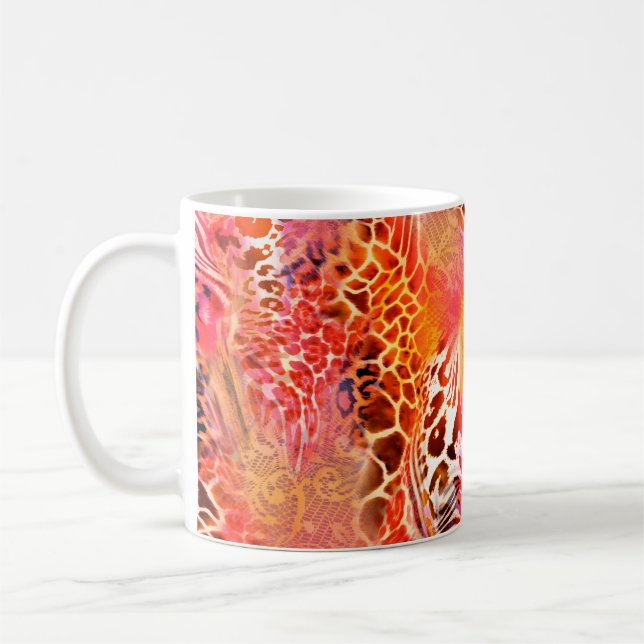 leopard skin pattern fabric leopard,abstract,anima coffee mug (Left)