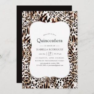 Leopard Skin Pattern Quinceanera Invitation