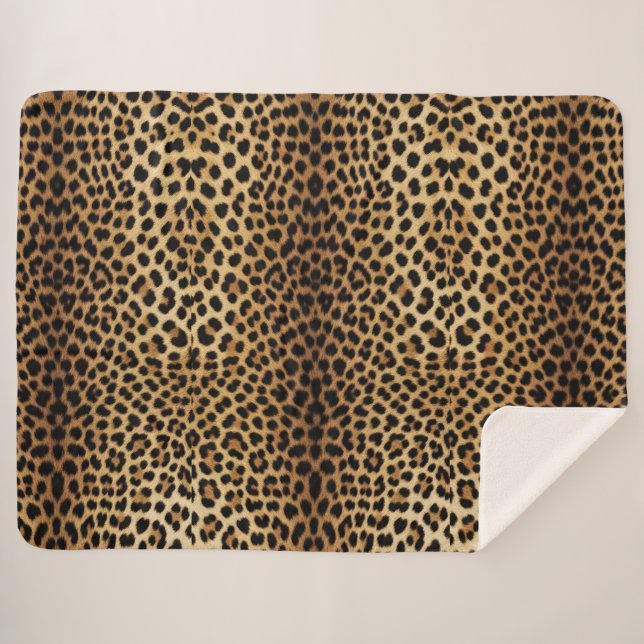 Leopard Skin Pattern Sherpa Blanket (Front (Horizontal))