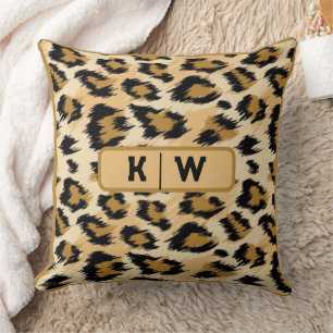Leopard Skin Print Monogram Initial Cushion