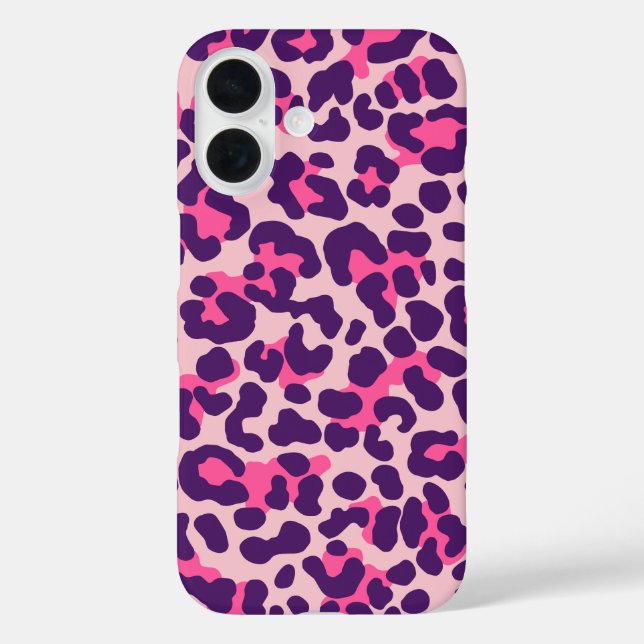 Leopard Skin Print Pattern Royal Purple Pink Case-Mate iPhone Case (Back)