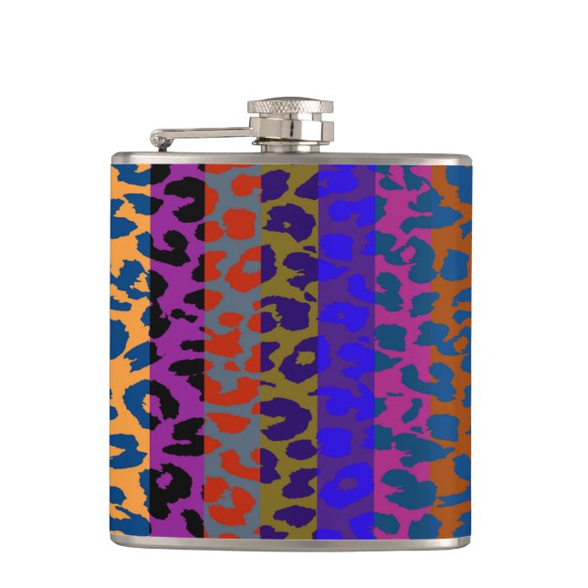Leopard Skin Retro Pattern 5 Hip Flask (Front)