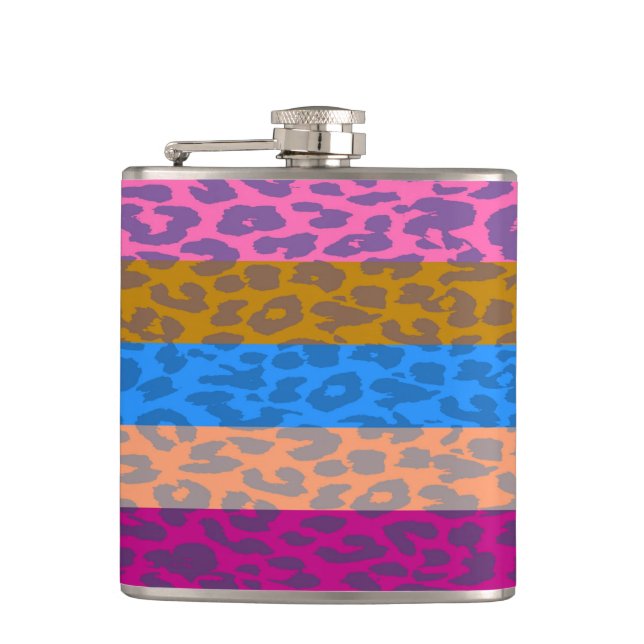 Leopard Skin Retro Pattern 8 Hip Flask (Front)