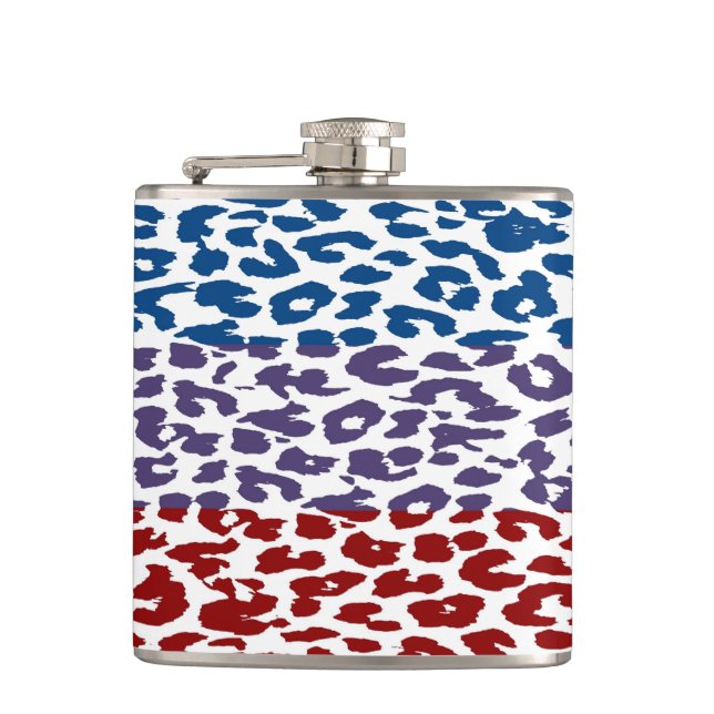 Leopard Skin Retro Stripes Pattern Hip Flask (Front)