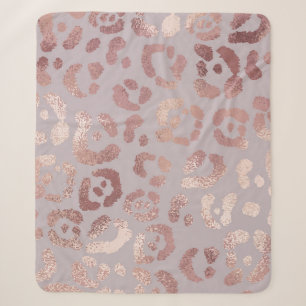 Leopard skin: rose gold elegance. sherpa blanket
