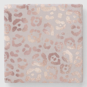 Leopard skin: rose gold elegance. stone coaster