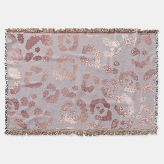 Leopard skin: rose gold elegance. throw blanket (Front)
