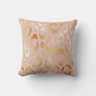 Leopard skin, rose gold texture cushion