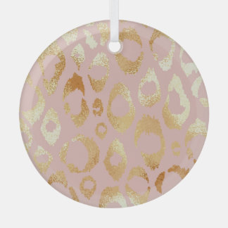 Leopard skin, rose gold texture glass tree decoration