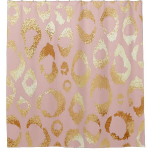Leopard skin, rose gold texture shower curtain