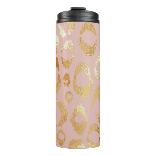 Leopard skin, rose gold texture thermal tumbler