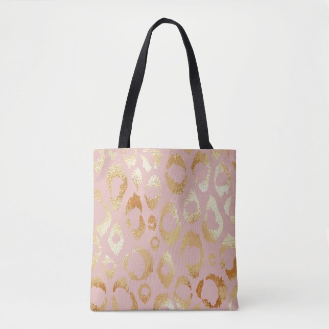 Leopard skin, rose gold texture tote bag (Front)