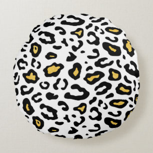 Leopard skin seamless pattern round cushion