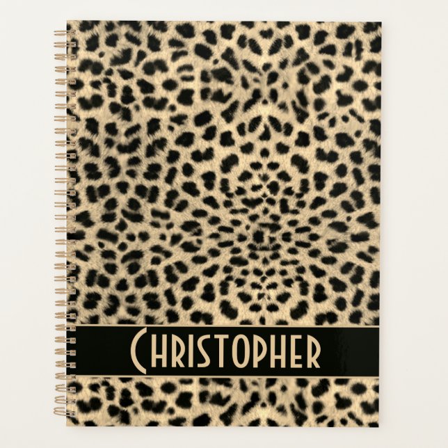 Leopard Skin Spots Add Name Personalise Planner (Front)
