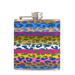 Leopard Skin Stripe Pattern Hip Flask