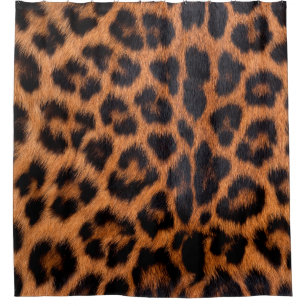 Leopard skin texture : Close-up leopard spot patte Shower Curtain