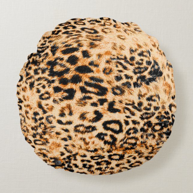 Leopard skin texture, leopard pattern round cushion (Front)