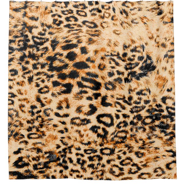 Leopard skin texture, leopard pattern shower curtain (Front)