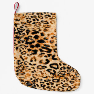 Leopard skin texture, leopard pattern small christmas stocking