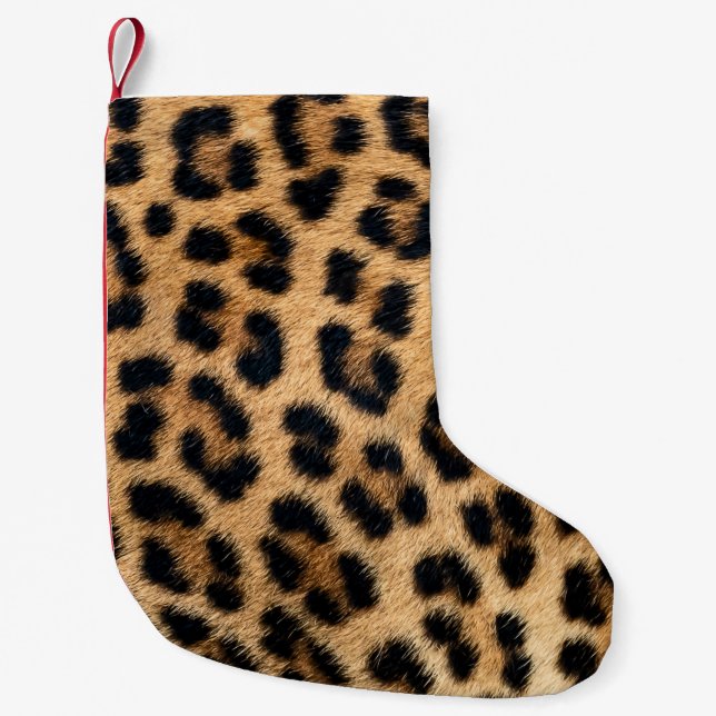 Leopard skin texture small christmas stocking (Front)