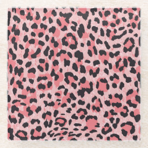 Leopard skin: vintage seamless texture glass coaster
