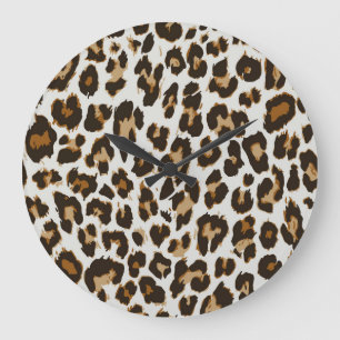 Leopard Skin: Vintage Seamless Texture Large Clock