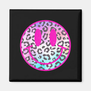 Leopard Smile Face Pink Trendy Preppy Tee Men Wome Magnet