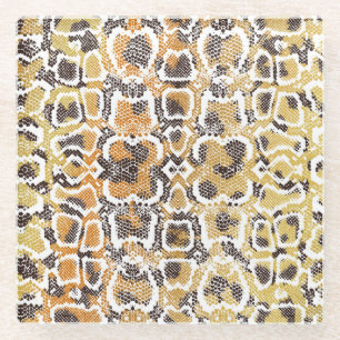 Leopard Snake Animal Print Texture Glass Coaster