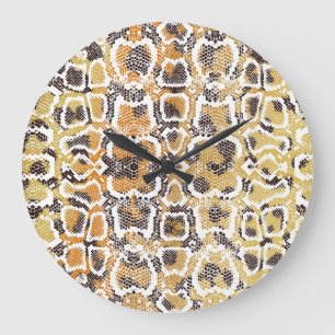Leopard Snake Animal Print Texture Large Clock