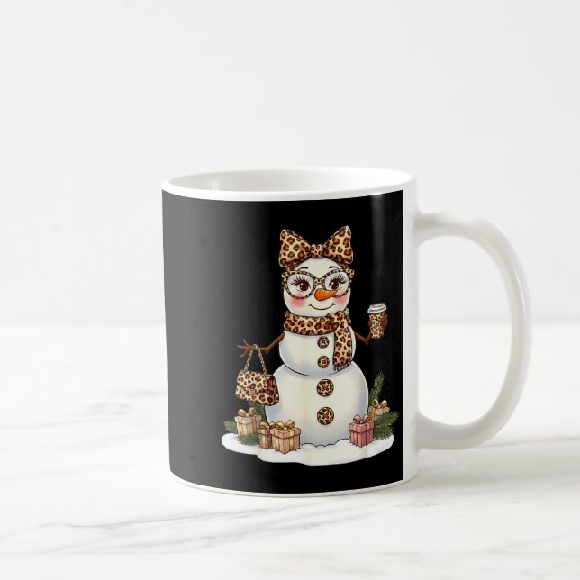Leopard Snowman With Sungles Funny Christmas Women Coffee Mug (Right)