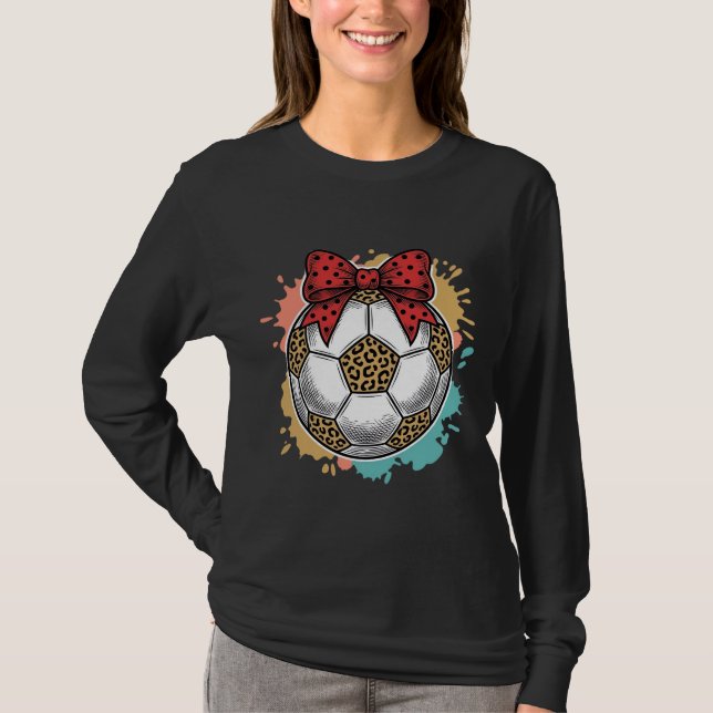 Leopard Soccer Bow Vintage Engraving Shirt Design_ (Front)
