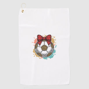 Leopard Soccer Bow Vintage Engraving Shirt Design_ Golf Towel