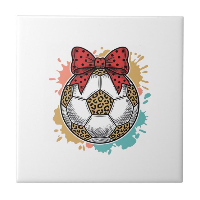 Leopard Soccer Bow Vintage Engraving Shirt Design_ Tile (Front)