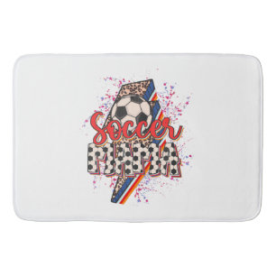 Leopard Soccer Mama Lightning Bolt Sport Mum Mothe Bath Mat
