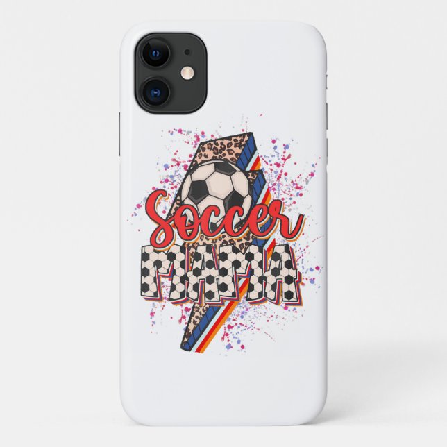 Leopard Soccer Mama Lightning Bolt Sport Mum Mothe Case-Mate iPhone Case (Back)